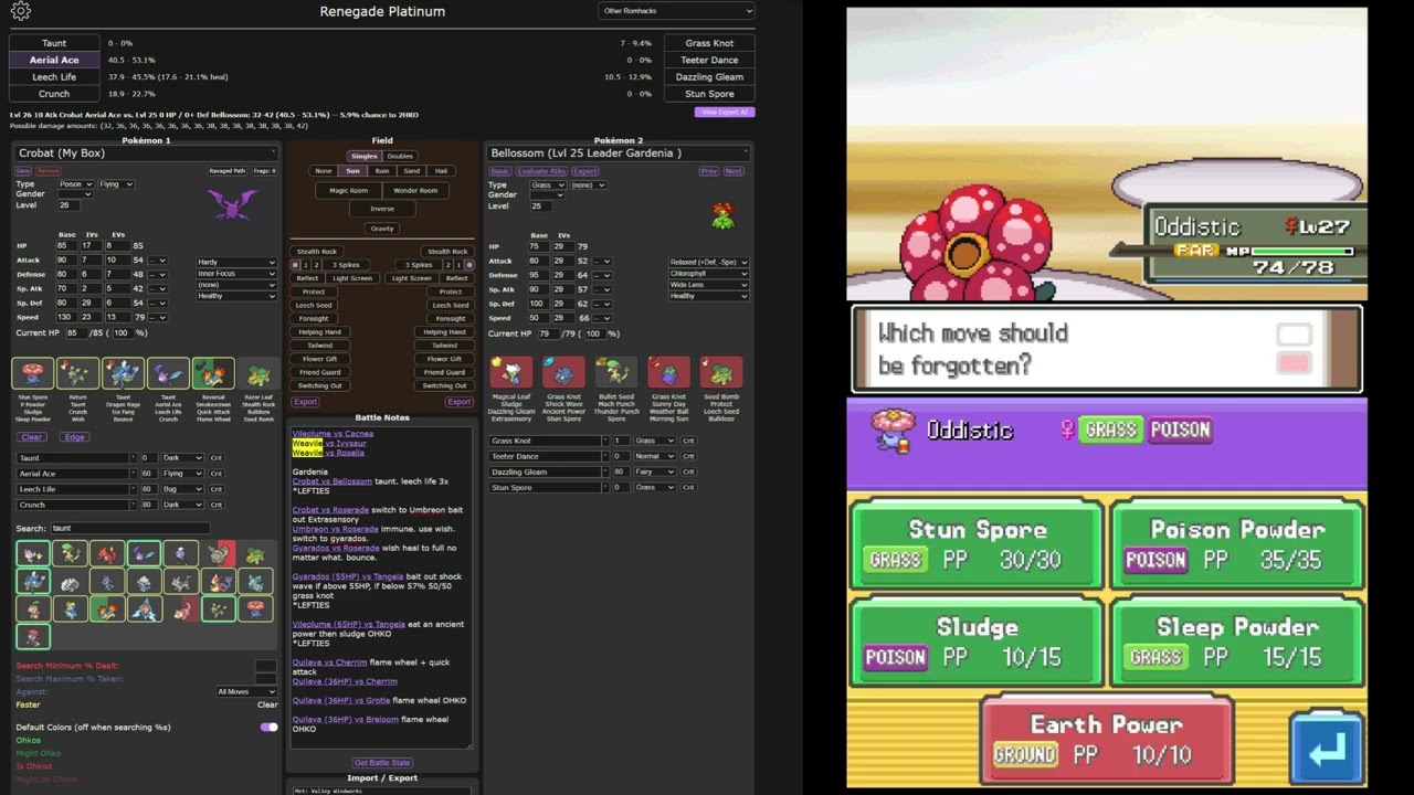 Ren Plat Hardcore Nuzlocke Attempt #1: Gym #2 - Gardenia