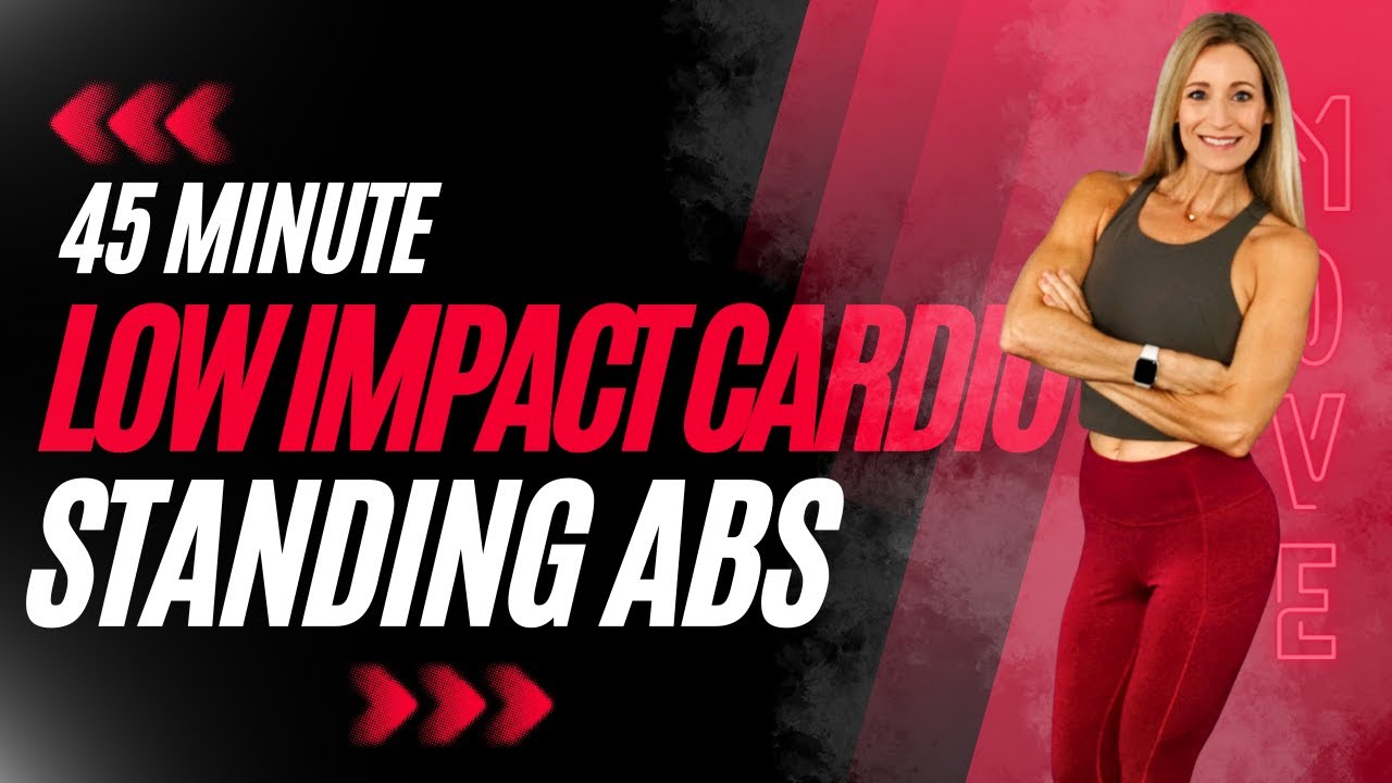 45 Minute Low Impact Cardio HIIT with Standing Abs | No Repeats