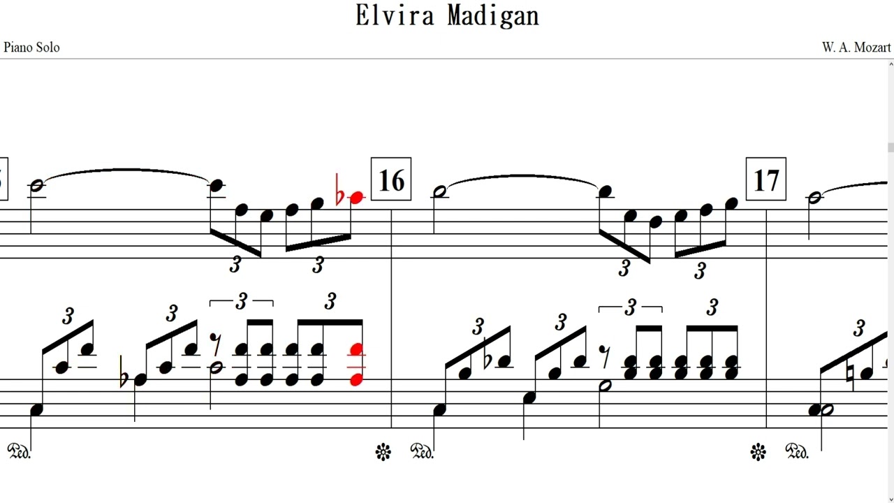 Elvira Madigan(W. A. Mozart)-Piano Solo