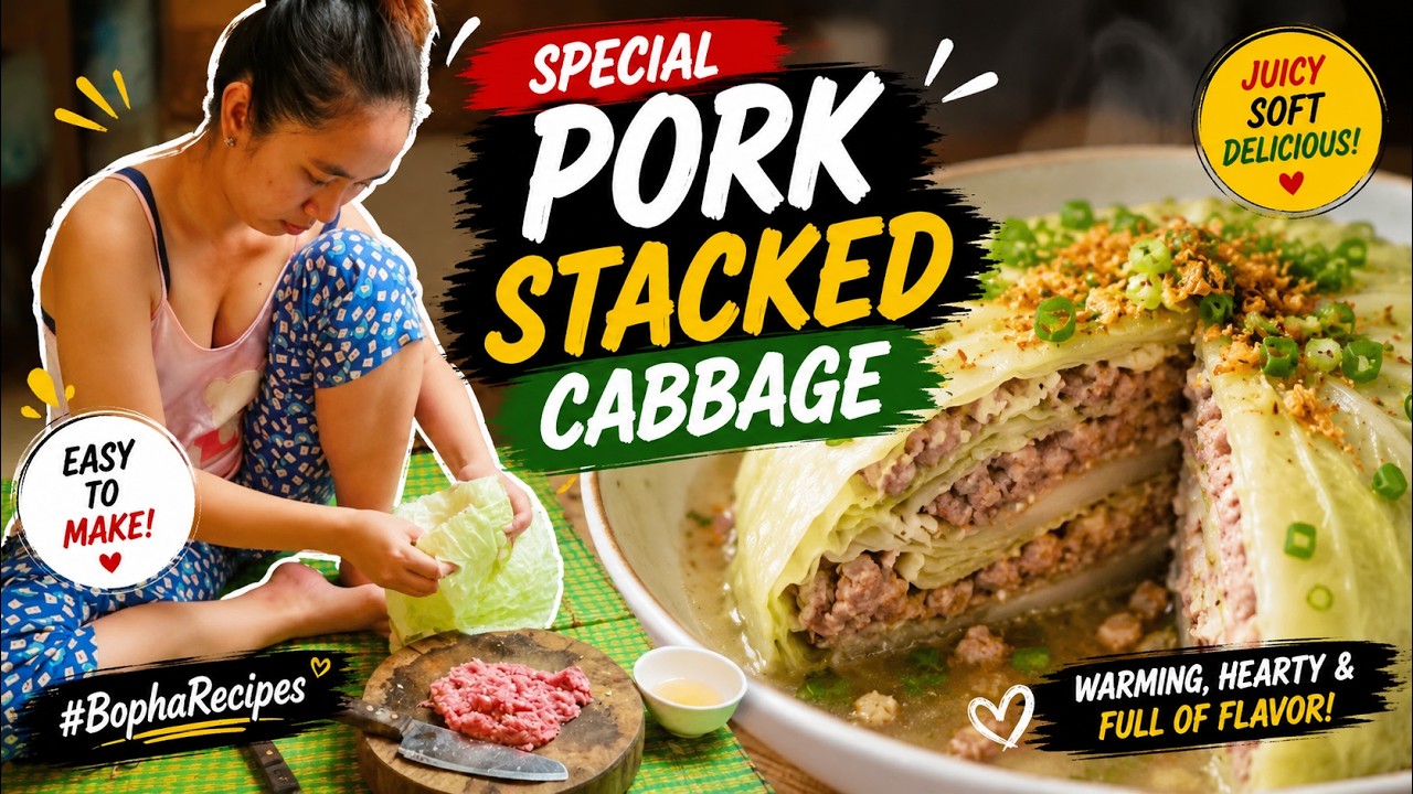 Special Pork Stacked Cabbage #BophaRecipes