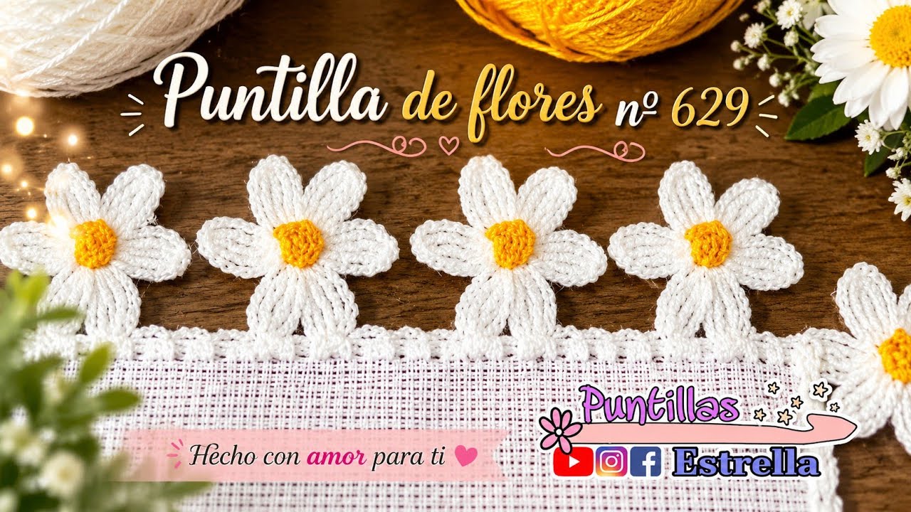 Puntilla de Flores 🌸margaritas 🌸 no. 629