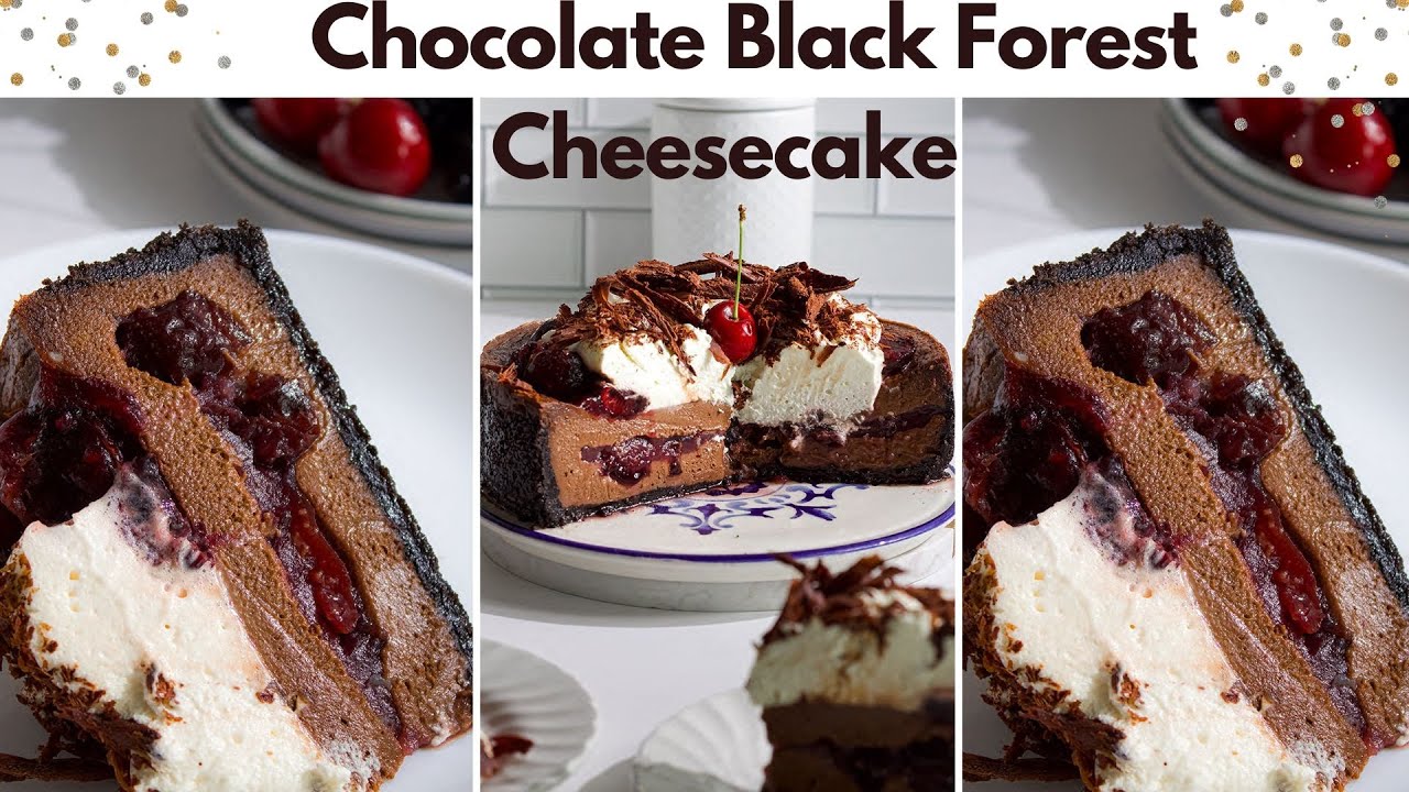 Chocolate Black Forest Cheesecake Recipe | How to make baked Chocolate Cheesecake
