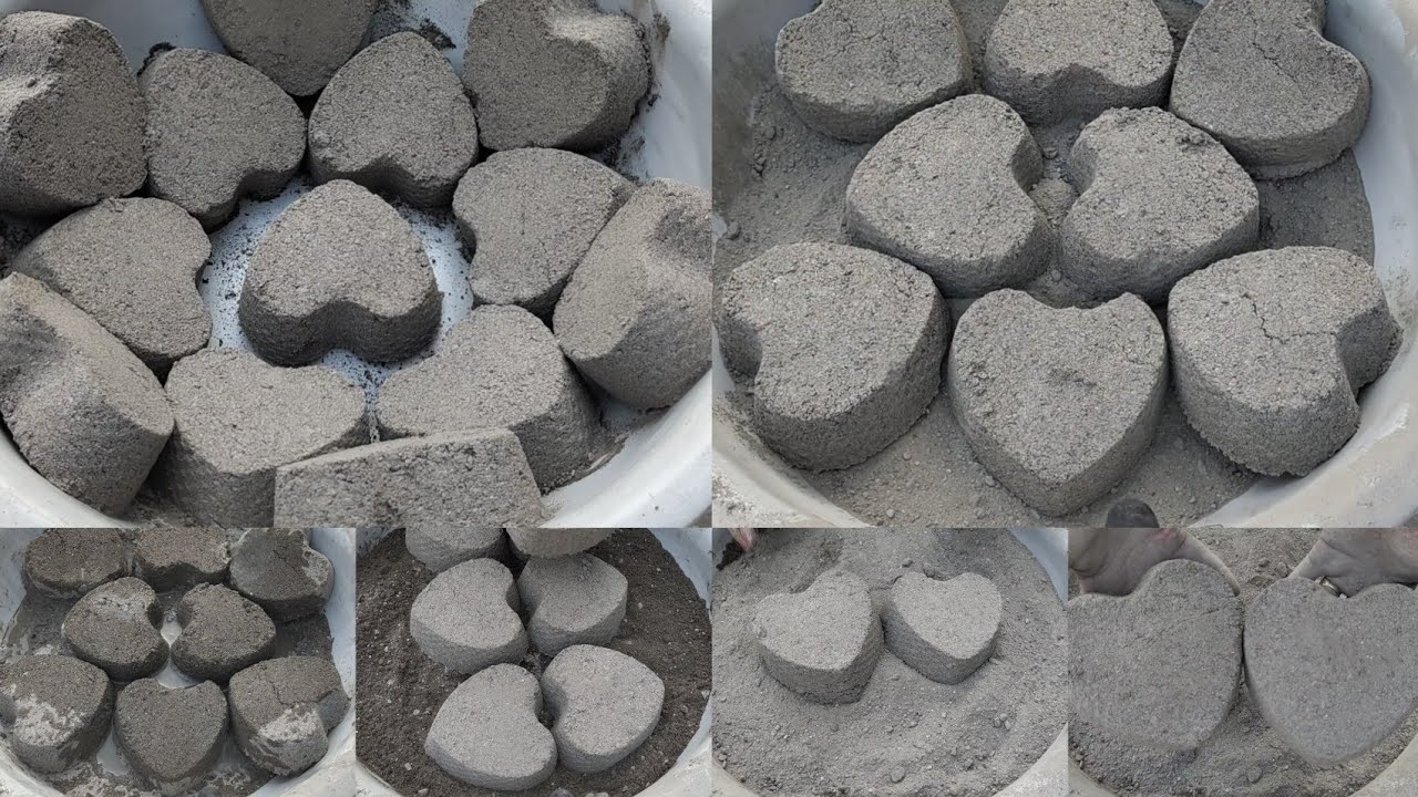 Asmr - Dusty 🌪️ gritty sand cement dry crumbling and pouring water 💦 on shapes
