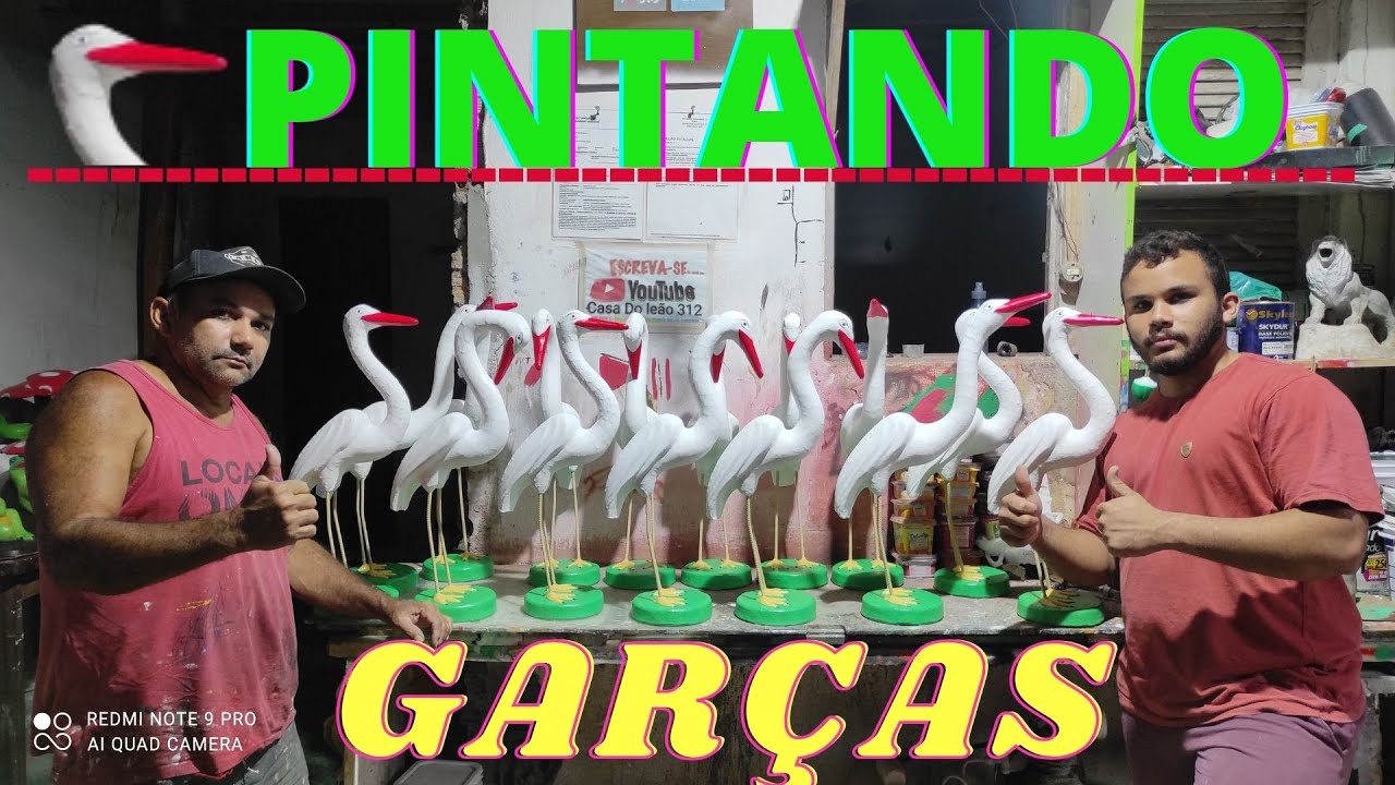 116-COMO PINTAR GARÇA GRANDE DE CIMENTO ( Pé de pano e Mister Manel )