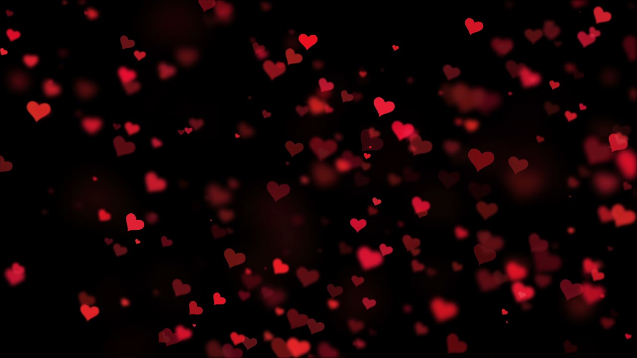 Red Hearts Floating On A Black Screen Background HD 4K