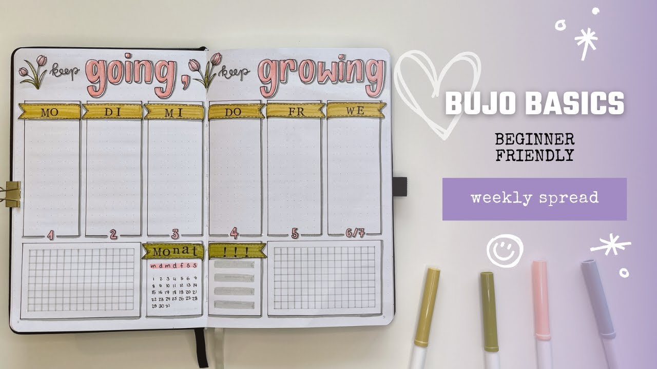 Beginner Bullet Journal Frühling - BuJo Deutsch - Tulpen zeichnen Anfänger BuJo Tutorial Super Tips