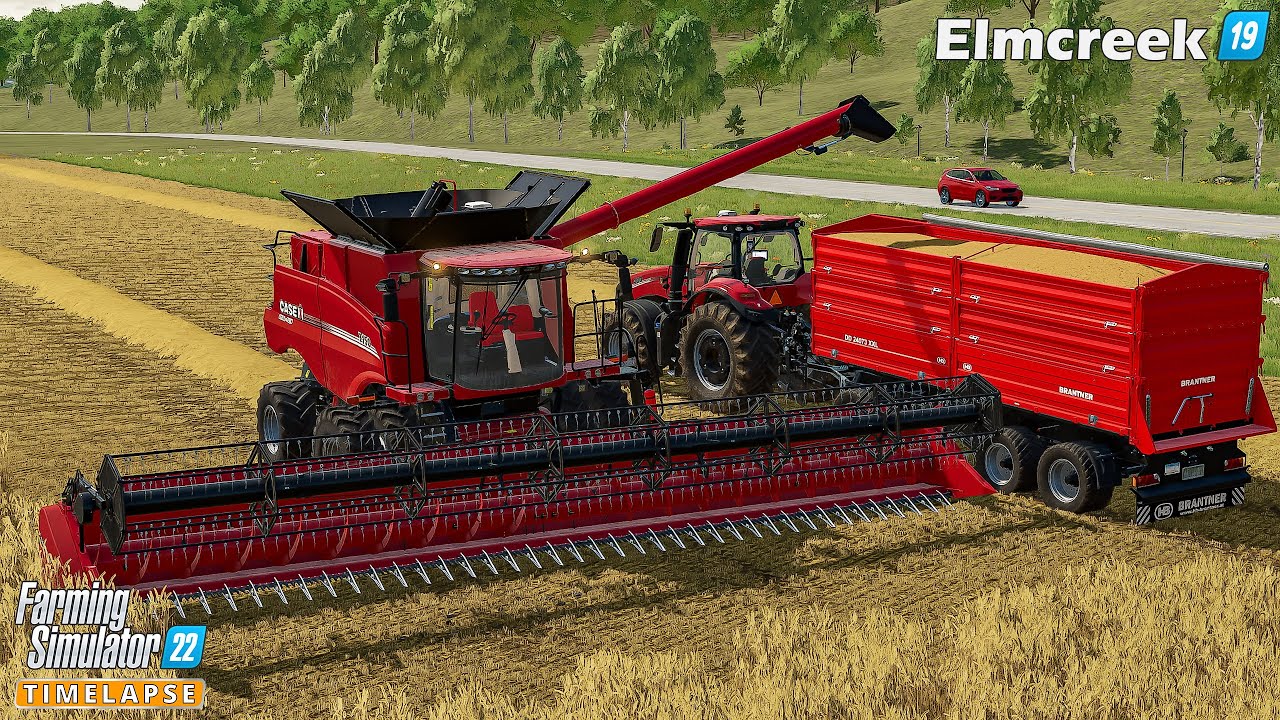 Doing a Wheat Harvesting Contract. Baling Straw & Selling Bales🔸Farming Simulator 22🔸Elmcreek #19🔸4K