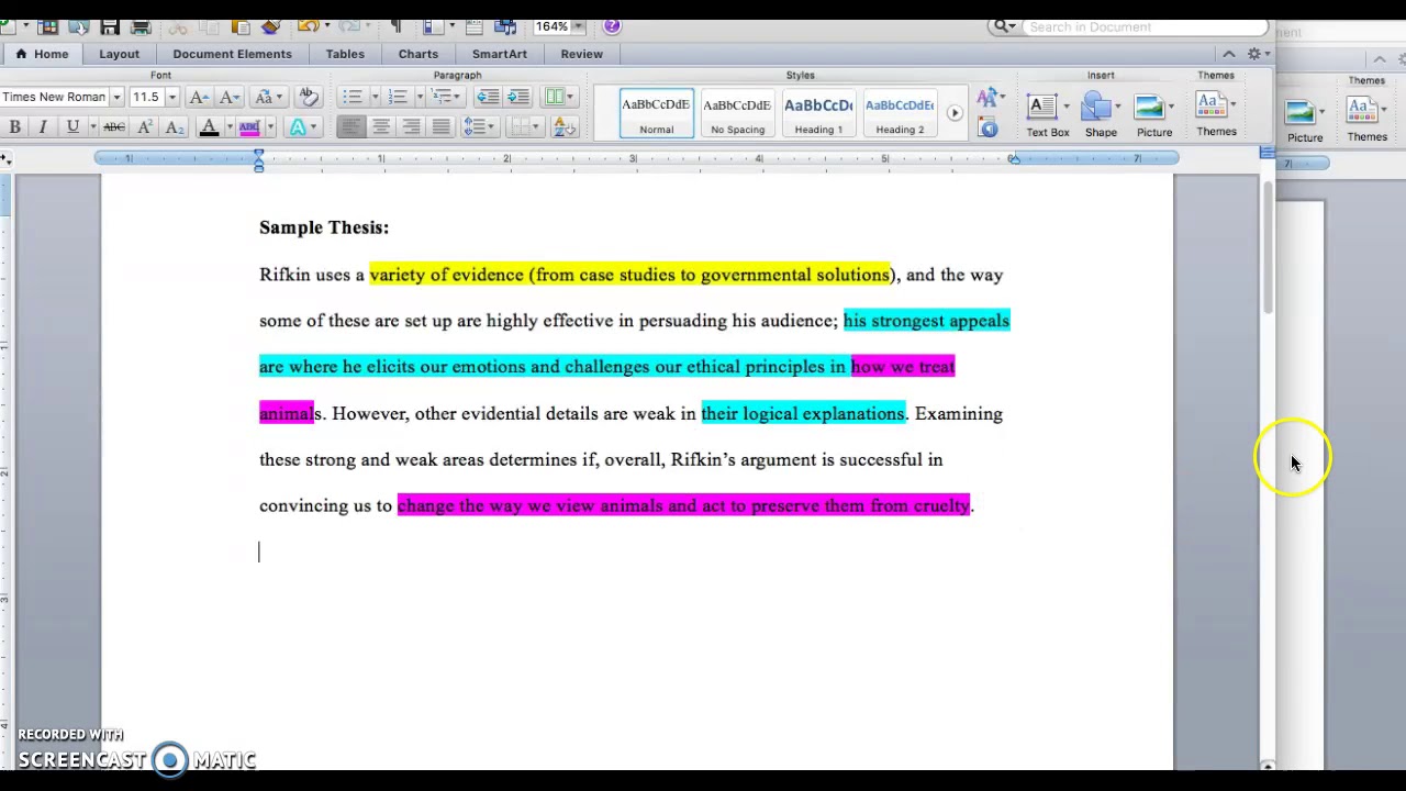 Sample Thesis and Body Paragraph in Rhetoric (PART 1)