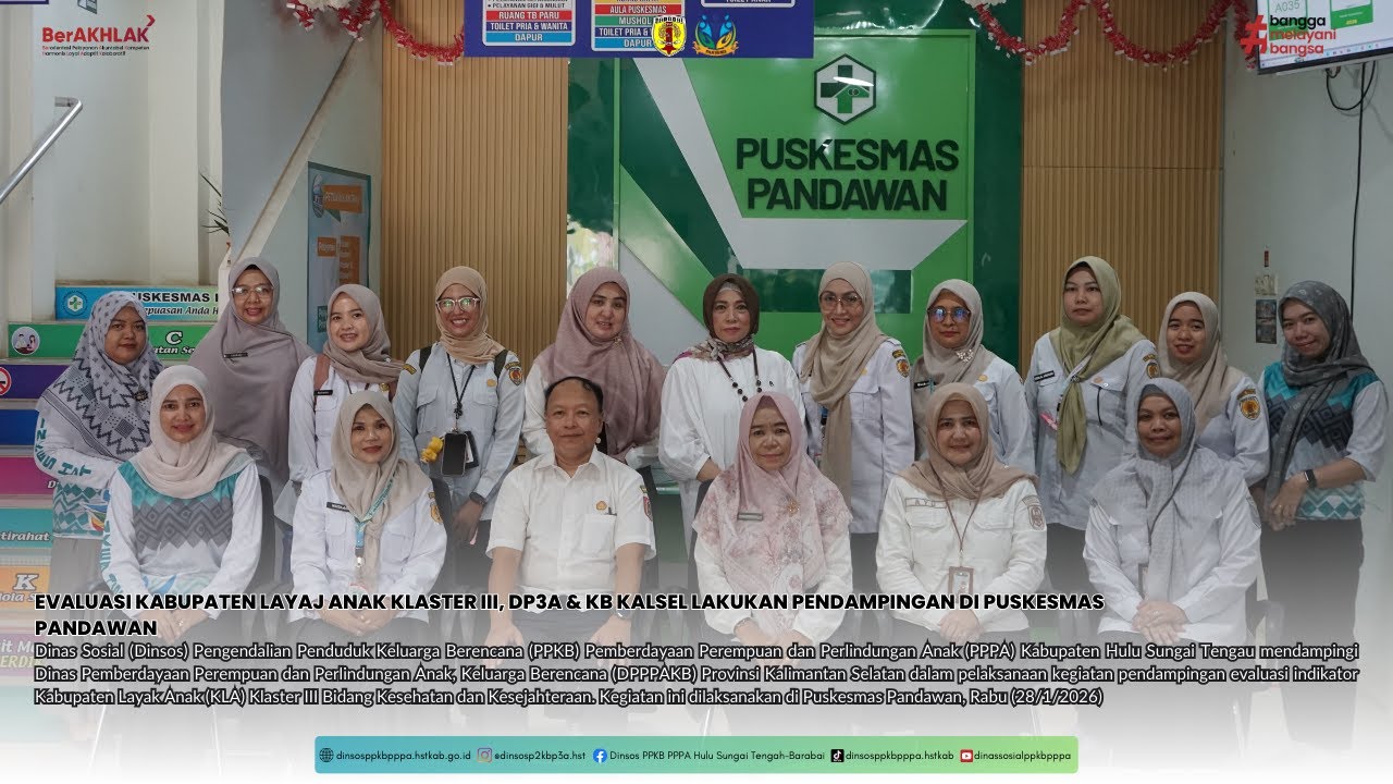 EVALUASI KLA KLASTER III, DP3A & KB KALSEL LAKUKAN PENDAMPINGAN DI PUSKESMAS PANDAWAN