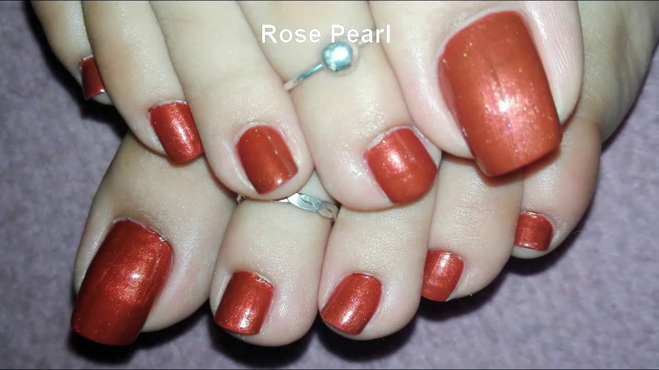 Pretty Rust Pedicure- Painting my Toe Nails | Rose Pearl
