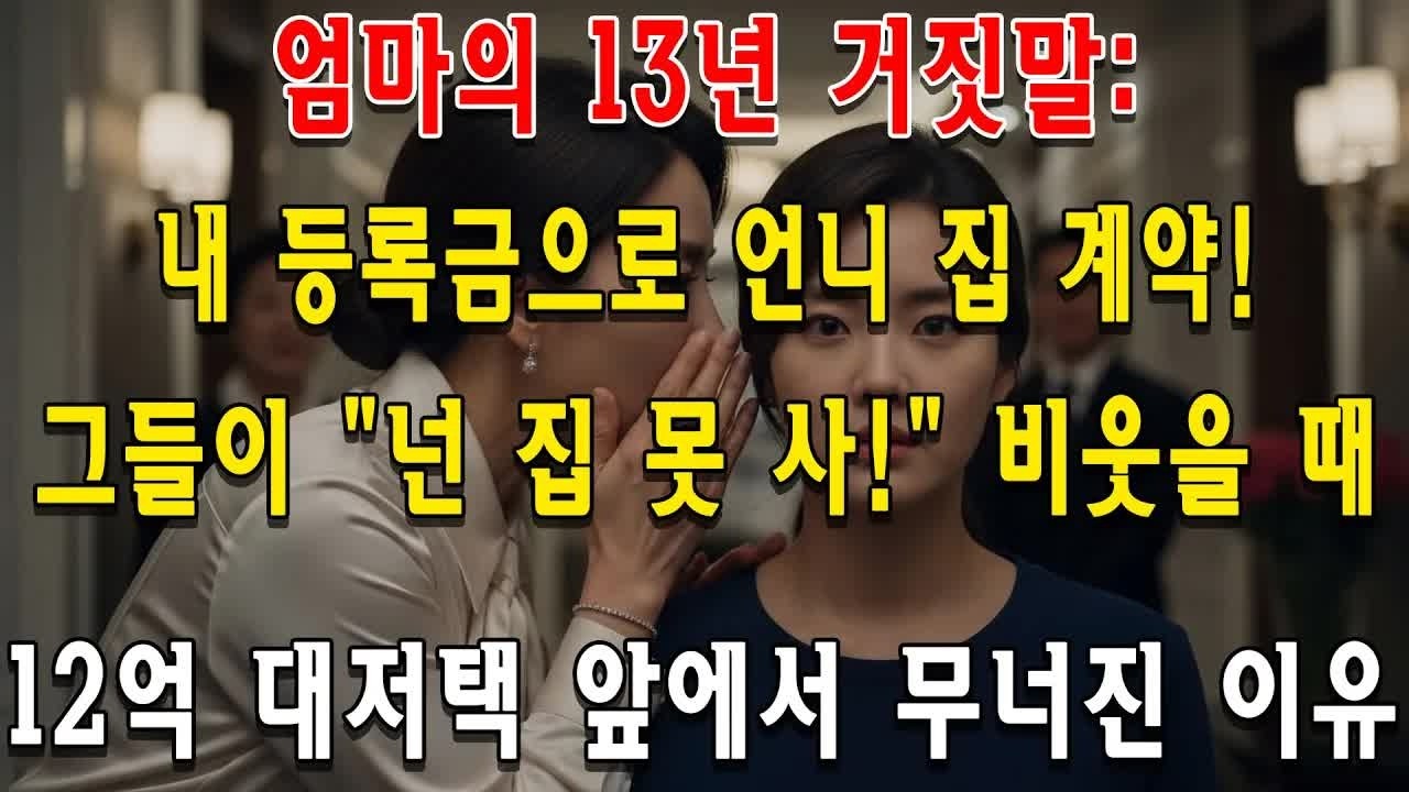 마음 정거장 엄마의 13년 거짓말： 내 등록금으로 언니 집 계약! 😭 12억 대저택 앞에서 무너진 그들!