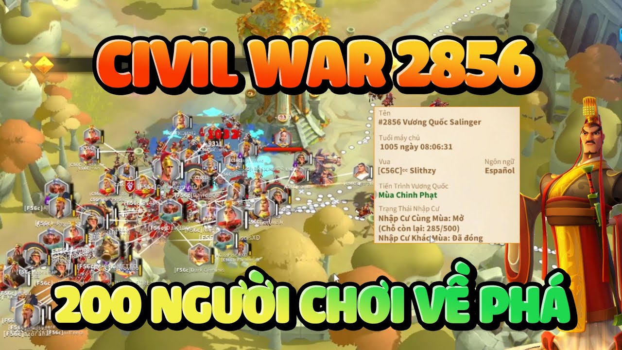 Nội Chiến Kingdom 2856 Mở Nhập Cư Không Giới Hạn Hơn 200 Người Chơi Về Phá Rise of Kingdoms