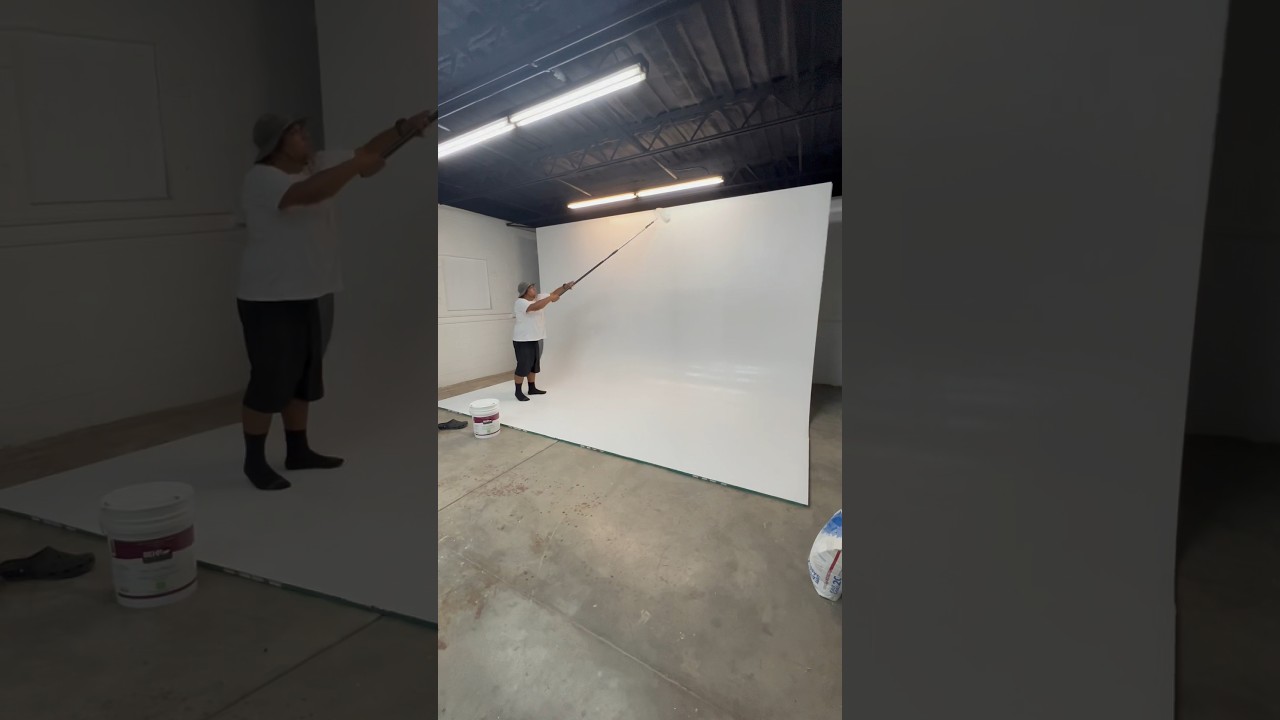 My studio got a cyclorama wall. This is how the process went. #CycloramaWall #CycWall #InfinityWall