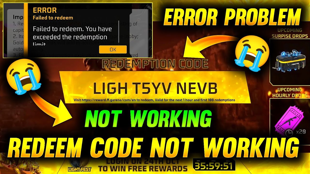 Diwali Redeem Code Error Problem Free Fire | Diwali Redeem Code Not Working | Redeem Code Error