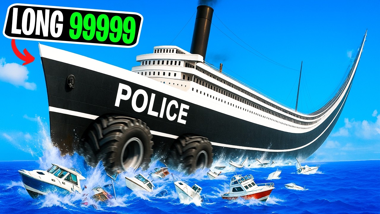 Trolling Cops with Long Boat Car in GTA 5