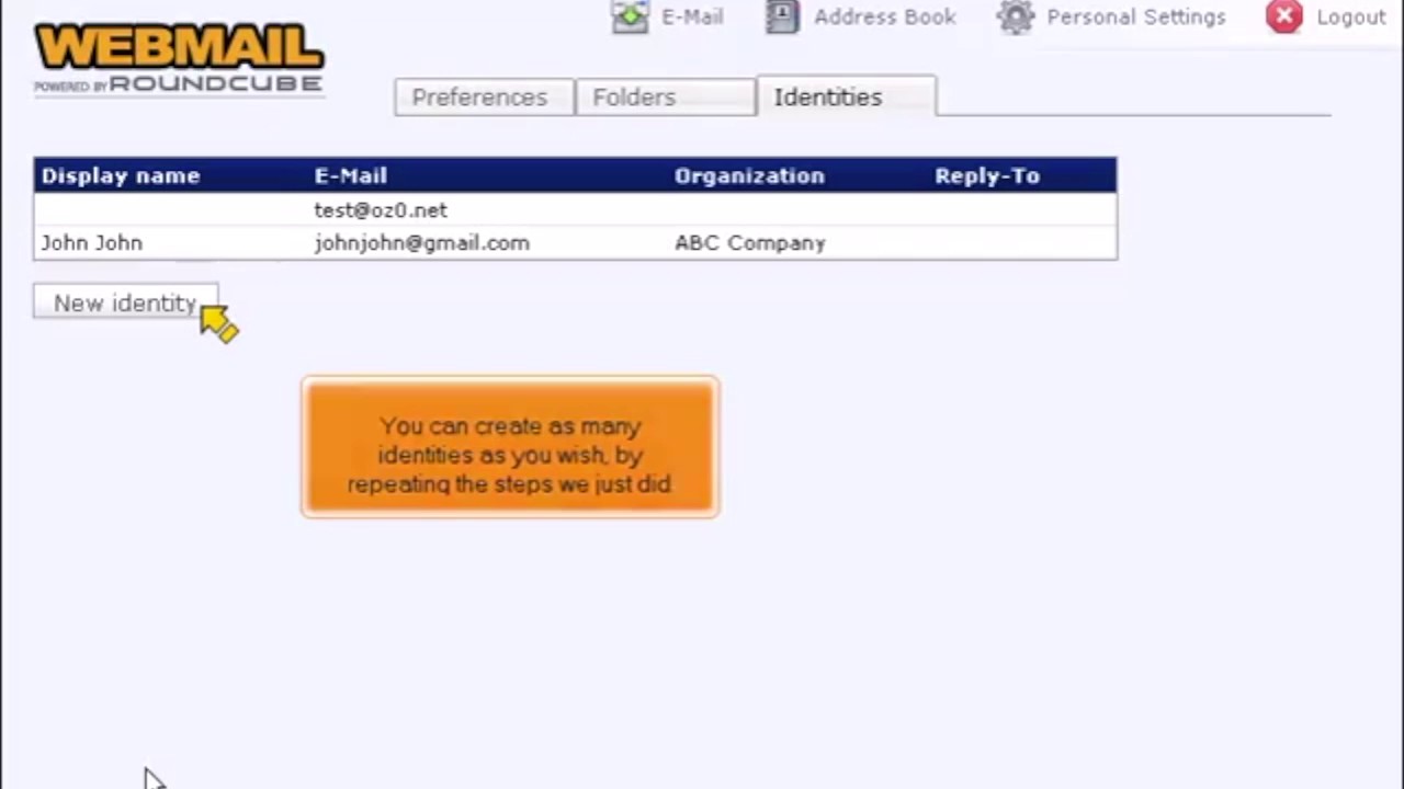 3) Using multiple identities in RoundCube by Gecko Websites
