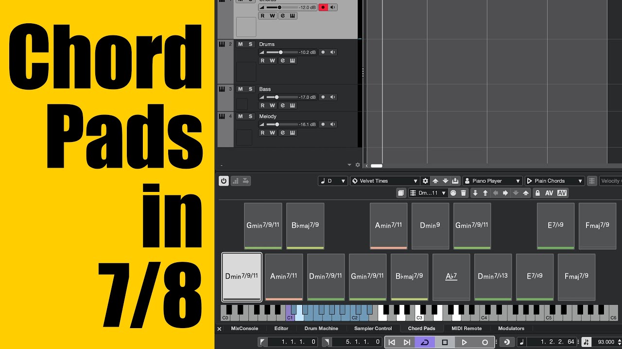 Writing a Song in 7/8 with Chord Pads | Starting a Song with Cubase Chord Pads