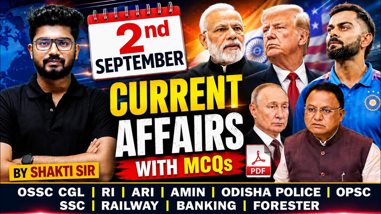 Current Affairs Today In Odisha | 2nd September Current Affairs 2026 | Odisha Current Affairs 2026