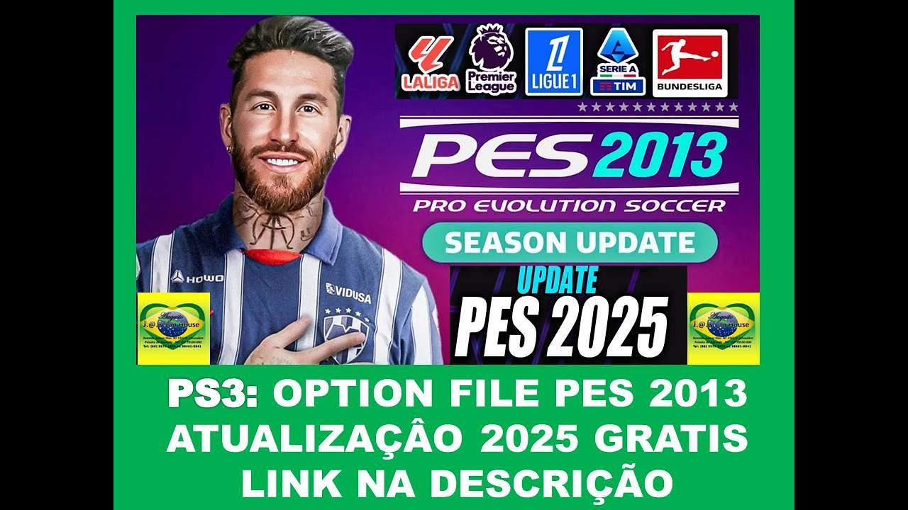 PS3: OPTION FILE PES 2013 COM ATUALIZAÇÃO 2025 GRATIS LINK NA DESCRIÇÃO