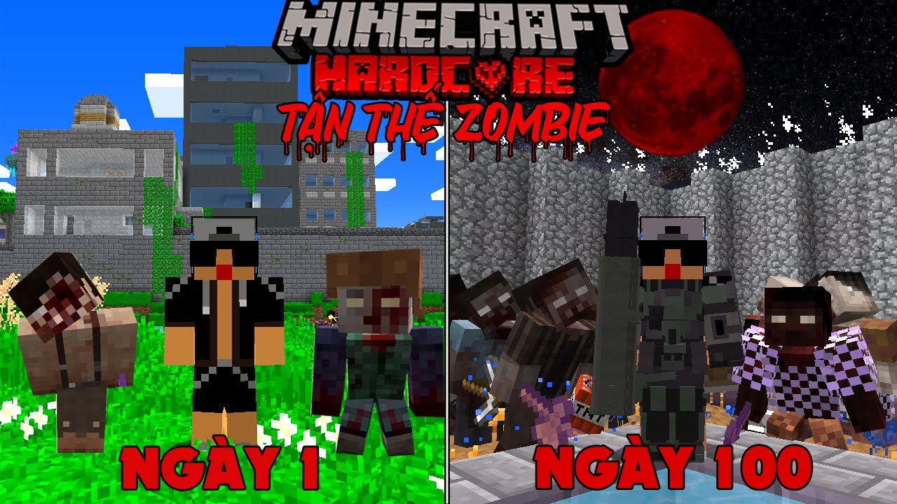 RAKYVN SINH TỒN 100 NG&Agrave;Y TRONG MINECRAFT TẬN THẾ ZOMBIE SI&Ecirc;U KH&Oacute; !
