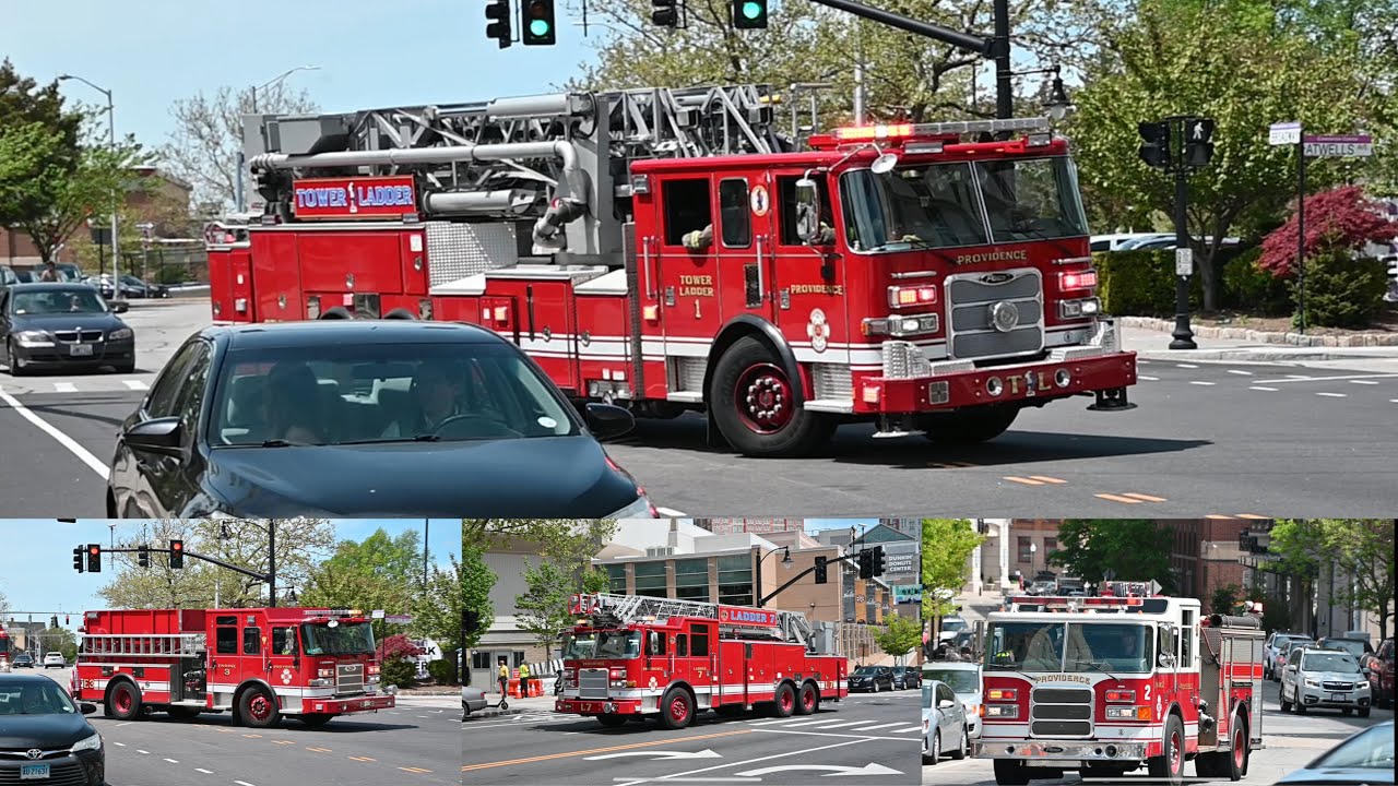 Providence Engines 3, 7, 2, Ladders 1 and 7 arriving on scene of a box alarm 5/14/2022
