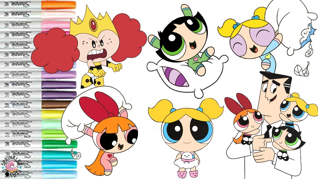 Powerpuff Girls Coloring Book Compilation Blossom Bubbles Buttercup Professor Princess Morbucks