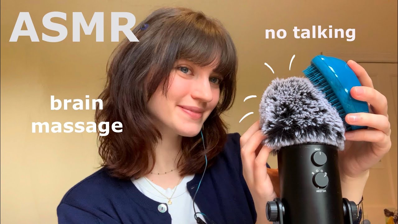 ASMR ~ Fluffy Mic Scratching/Brushing, Brain Massage (No Talking)