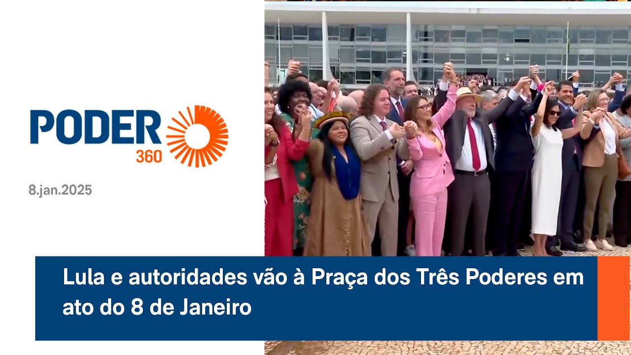 Lula e autoridades vão à Praça dos Três Poderes em ato do 8 de Janeiro