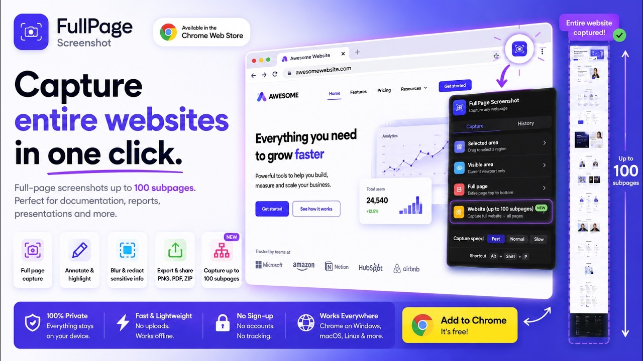 FullPage Screenshot Chrome Extension &ndash; Capture Entire Websites in One Click