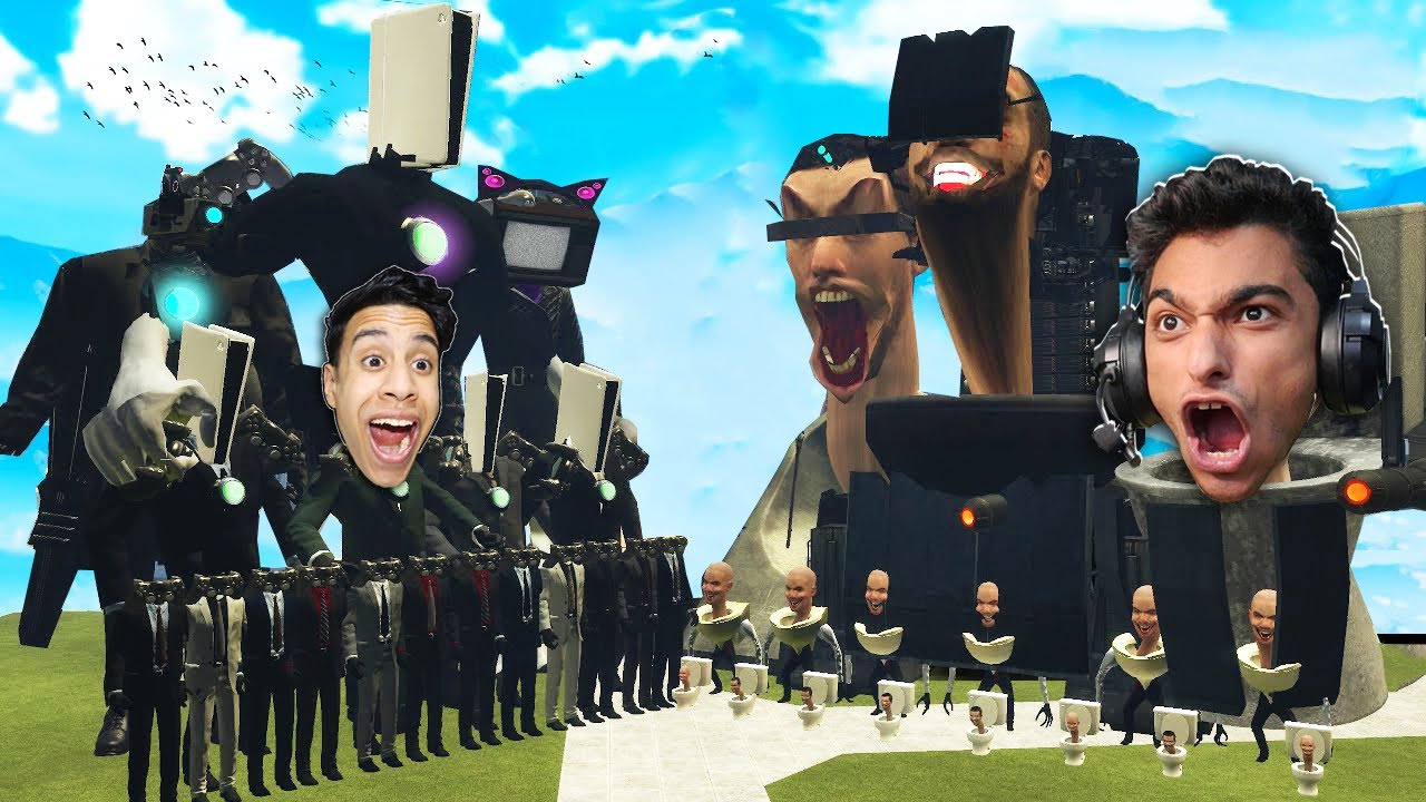 جيش رأس البلايستيشن الجديد ضد جيش حمام شتبي دوب دوب يس يس والقائد عبده ماندو.!! 🔥😱 | Garry's Mod