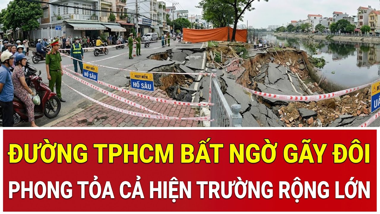 BẢN TIN: Đường TPHCM bất ngờ gãy đôi sau tiếng nổ, phong tỏa cả hiện trường rộng lớn