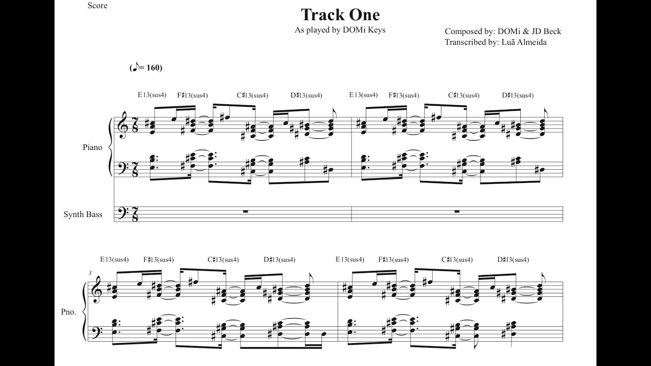DOMi & JD Beck - Track One (piano/synth transcription) #domi #jdbeck