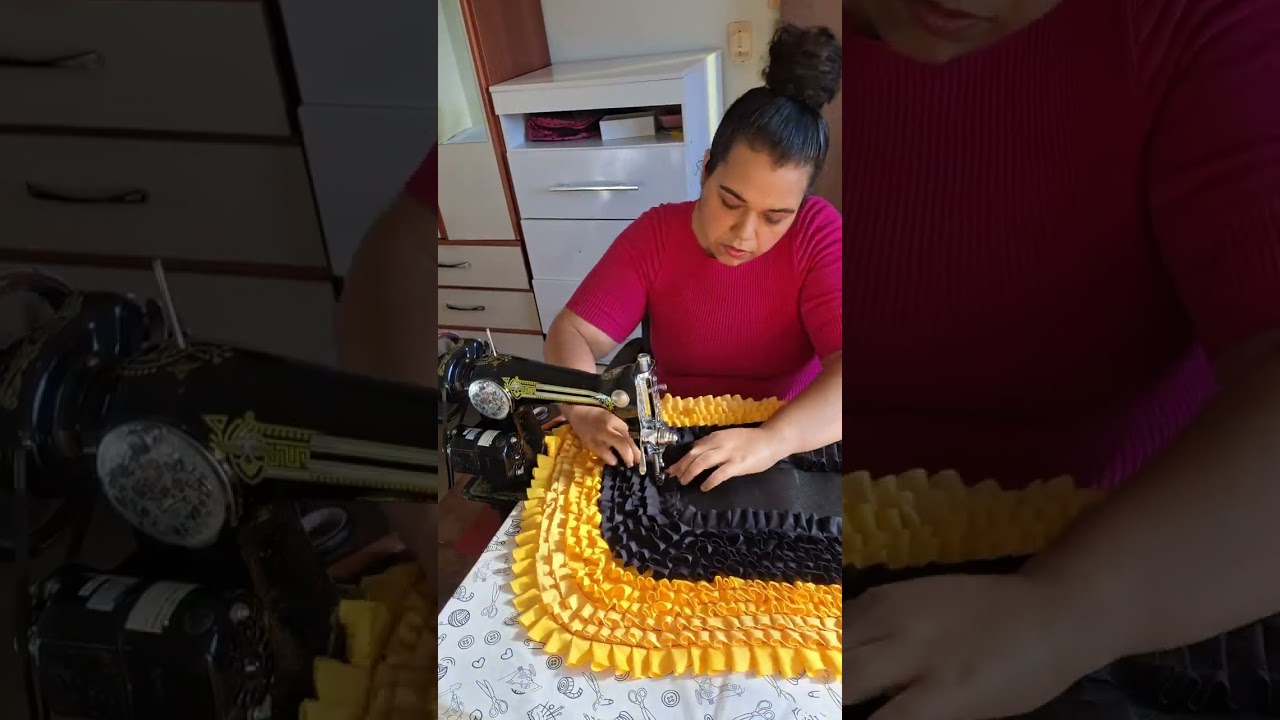 na maquina doméstica faça lindos tapetes frufru!