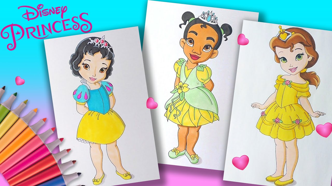 Baby Disney princess Coloring Pages For Kids part 2. Princess Tiana Belle Snow White Coloring Pages
