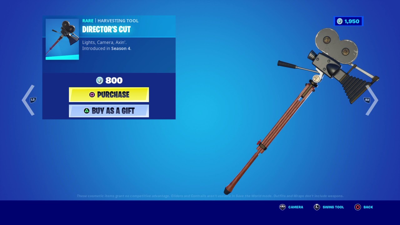 DIRECTOR'S CUT &ldquo;RARE&rdquo; (HARVESTING TOOL) 800 V Bucks - Fortnite Review