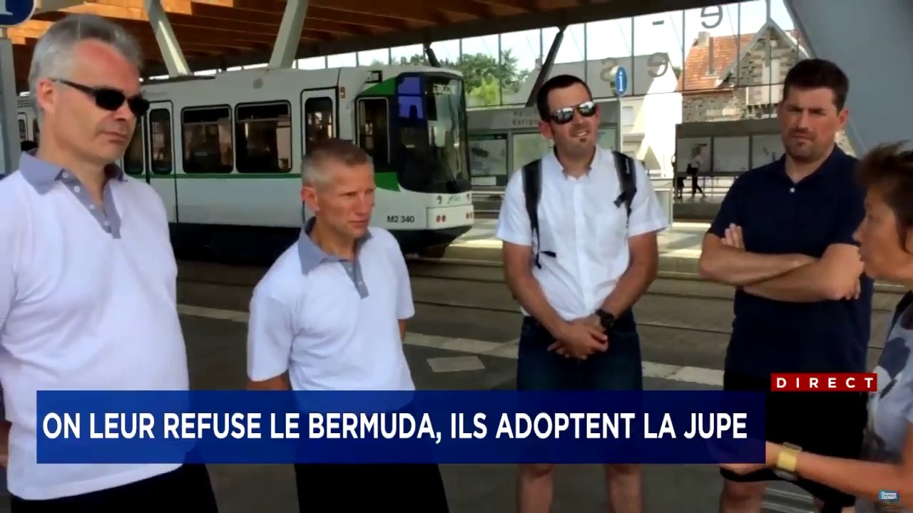 Interdits de shorts, des conducteurs de bus viennent travailler  en jupe   TVA Nouvelles