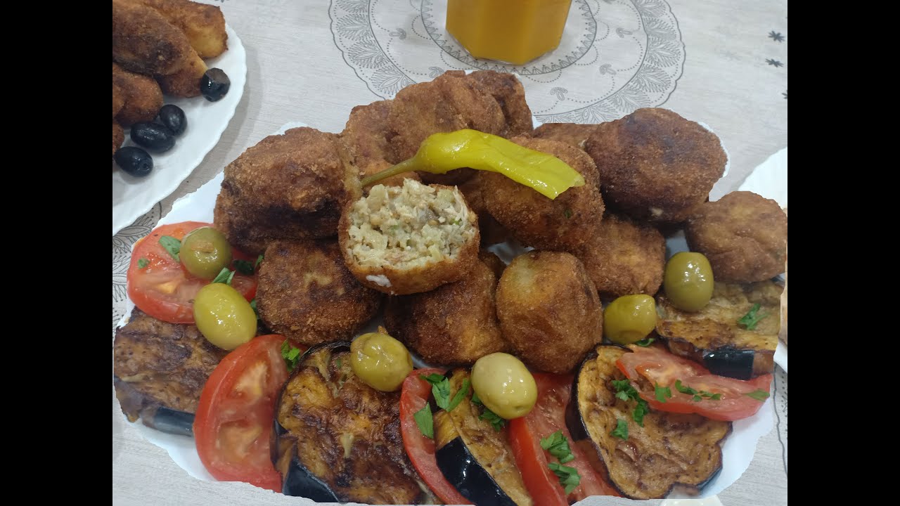 Croquettes ou boulettes  d'aubergines Henia Kitchen & كروكات البادنخال في مطبخ هنية