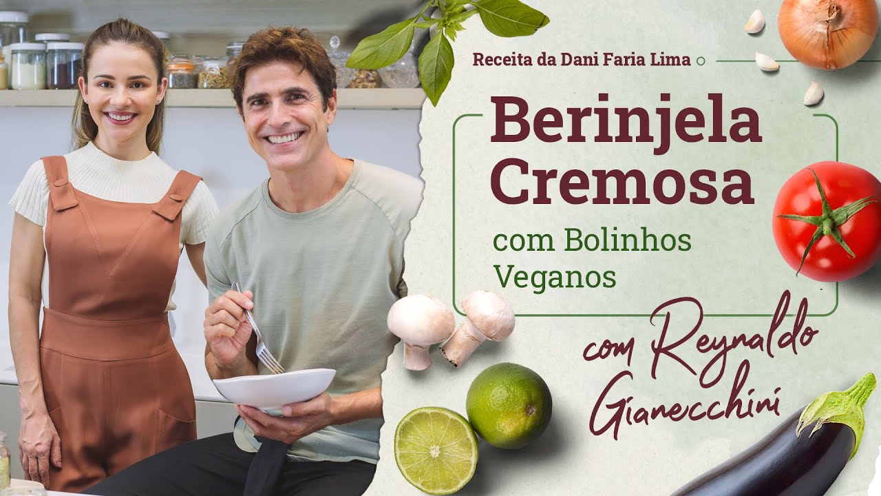 BERINJELA CREMOSA COM BOLINHOS VEGANOS