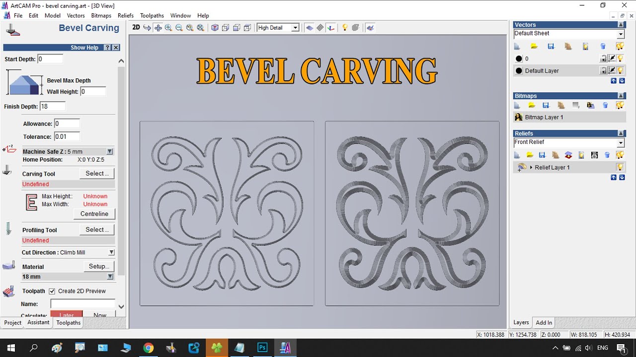 Artcam 9 - Chém Cạnh (bevel carving)