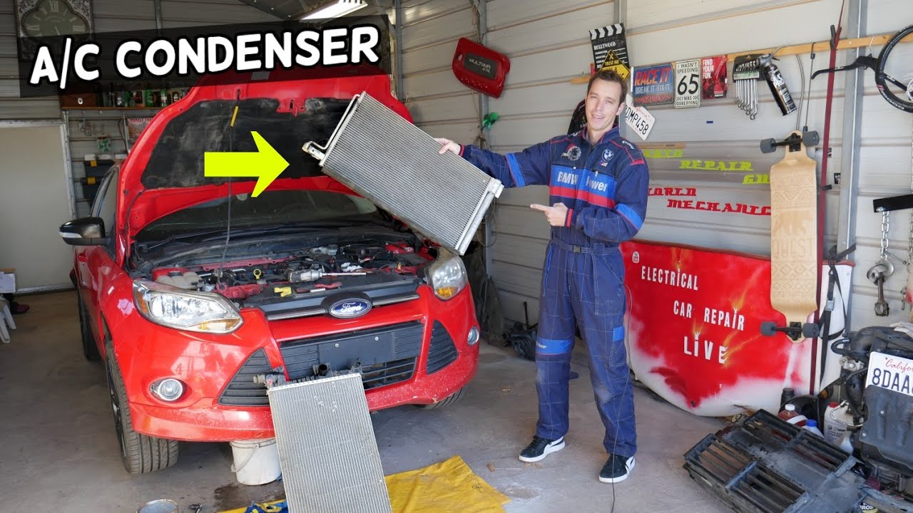 FORD FOCUS AC CONDENSER REMOVAL REPLACEMENT. AC LEAK FIX