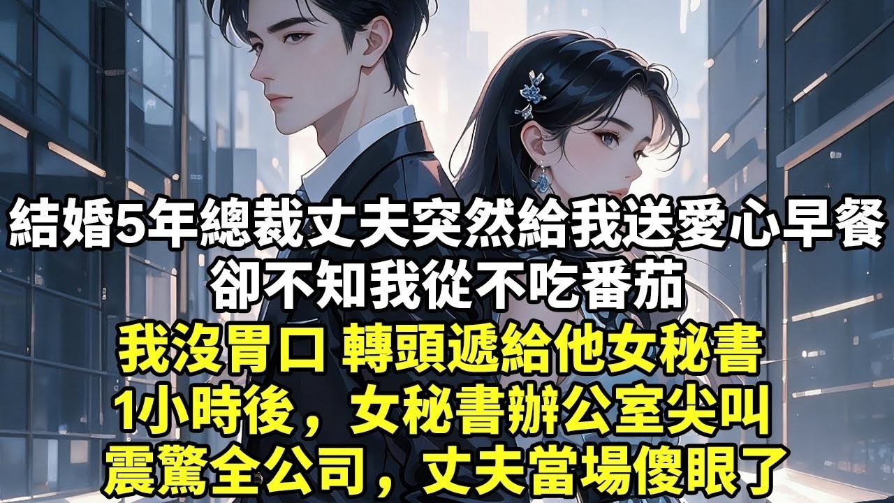 結婚5年總裁丈夫突然給我送愛心早餐 卻不知我從不吃番茄 我沒胃口 轉頭遞給他女秘書 1小時後，女秘書辦公室尖叫 震驚全公司，丈夫當場傻眼了【生活經驗】【現實情感】【故事】