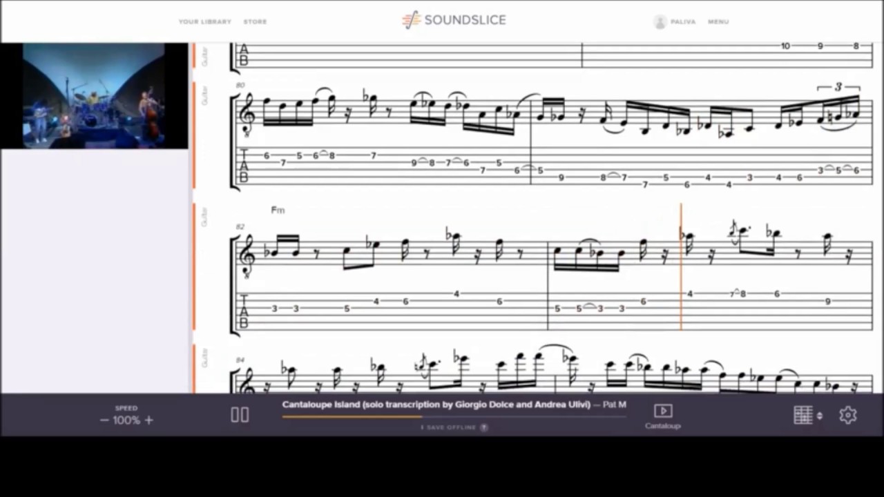 Cantaloupe Island Pat-Metheny  solo Transcription.