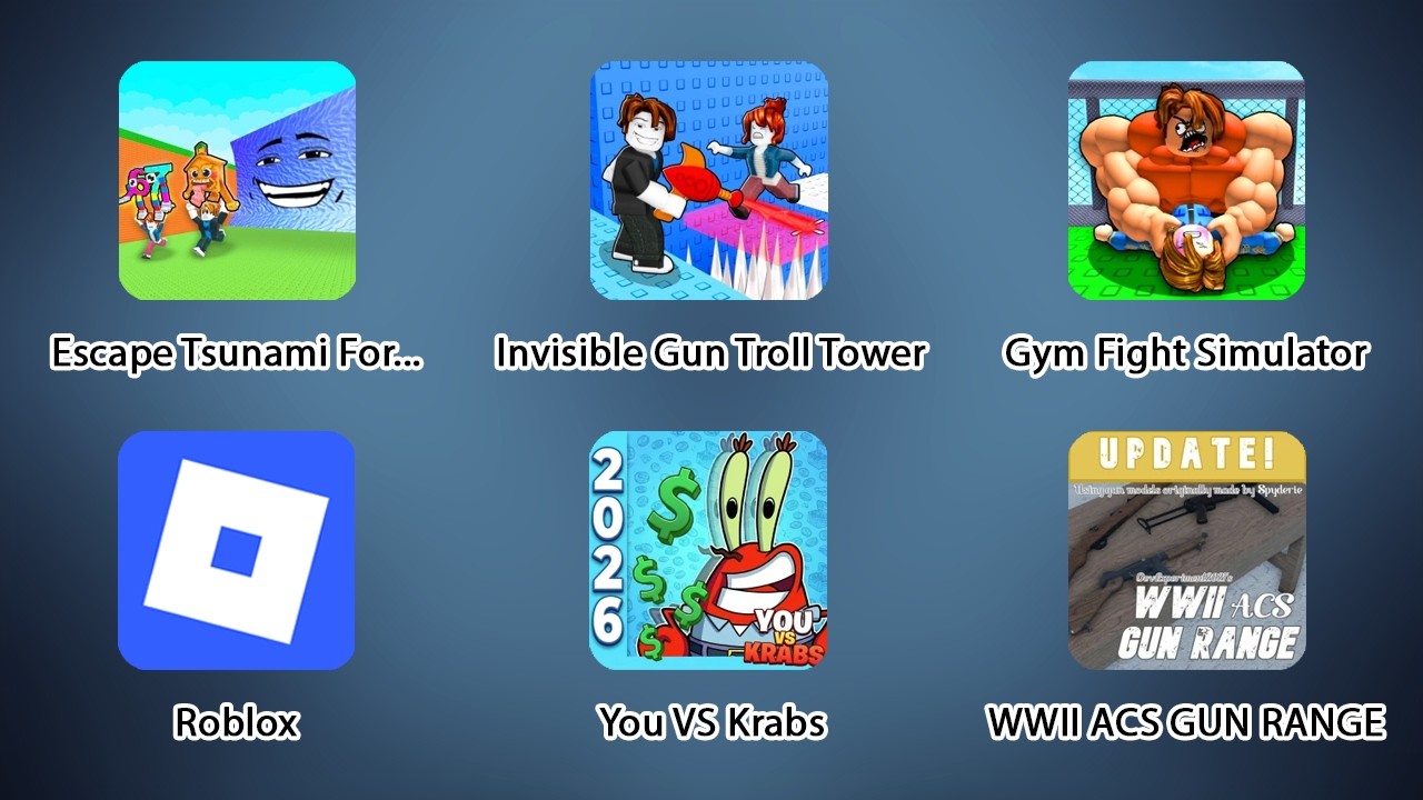 Escape Tsunami For Brainrots, WWII ACS GUN RANGE, Invisible Gun Troll Tower, You VS Krabs, Gym Fight