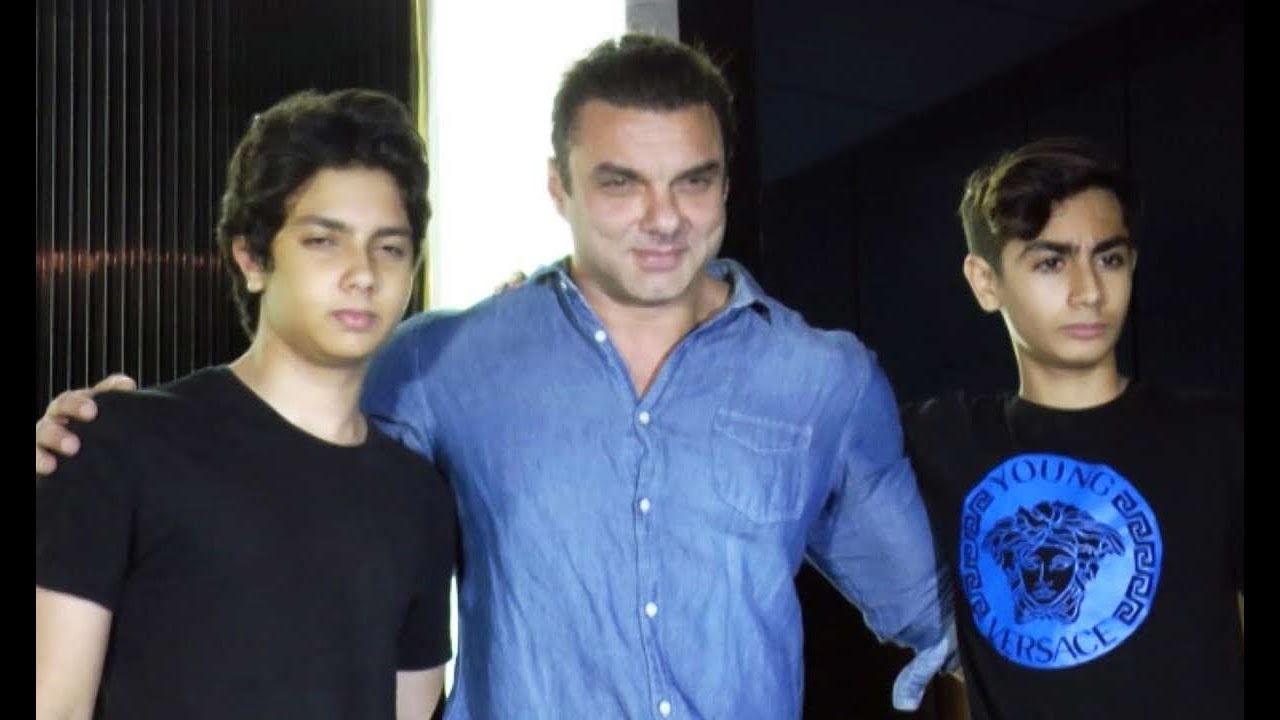 Sohail Khan With His Sons Nirvaan & Arhaan At Gauri Khan's Restaurant Launch