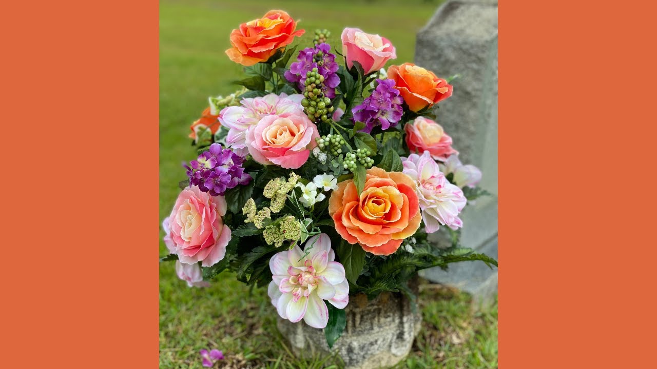 DIY Cemetery Arangement - How to Make an Artificial Flower Arrangement for Cemetery