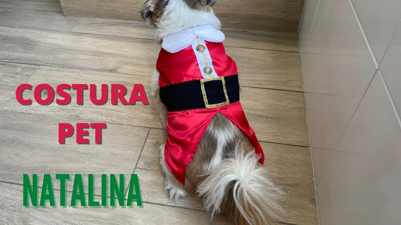Como fazer roupa de Natal para Pets 🎄 Cachorro e Gato 🎅