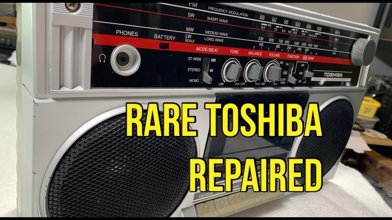 Toshiba Radio Cassette RT70S Boombox Repair. Cassette Belt, Door Fix & Service