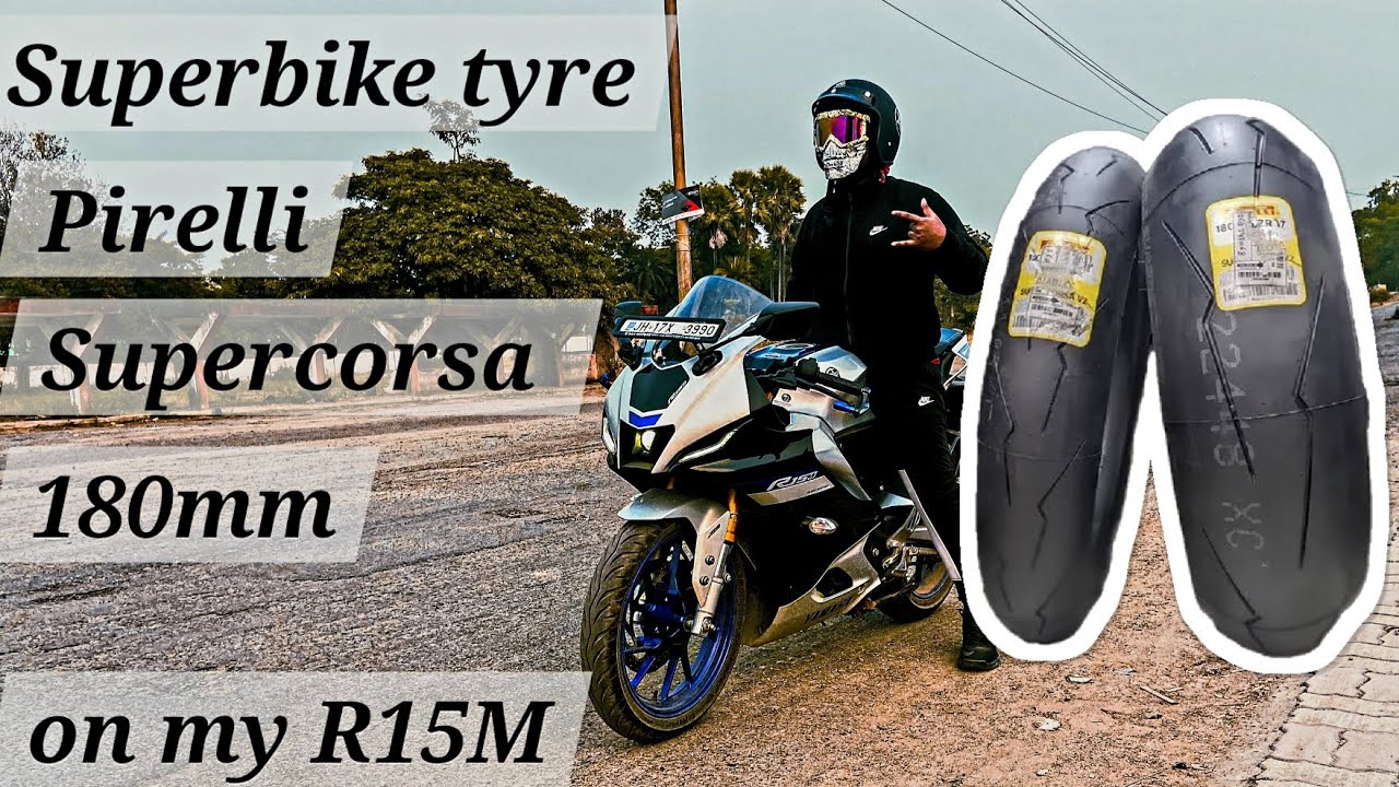 Superbike tyre on my Yamaha R15M | Pirelli Diablo Supercorsa | 180MM ❤️🏍😍🔥