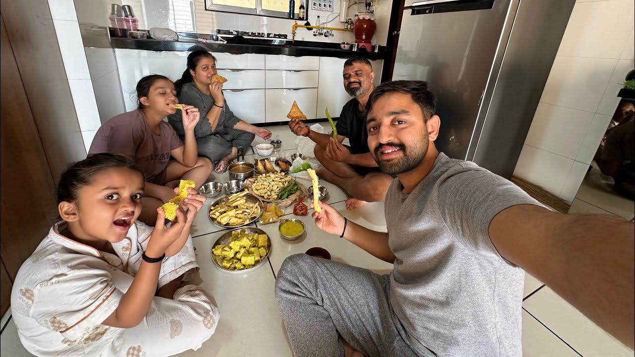 SUNDAY NA DIWASE GUJARATI FAMILY NU ROUTINE.😂 || jalebi ,fafada ,gathiya and khammna samosa||