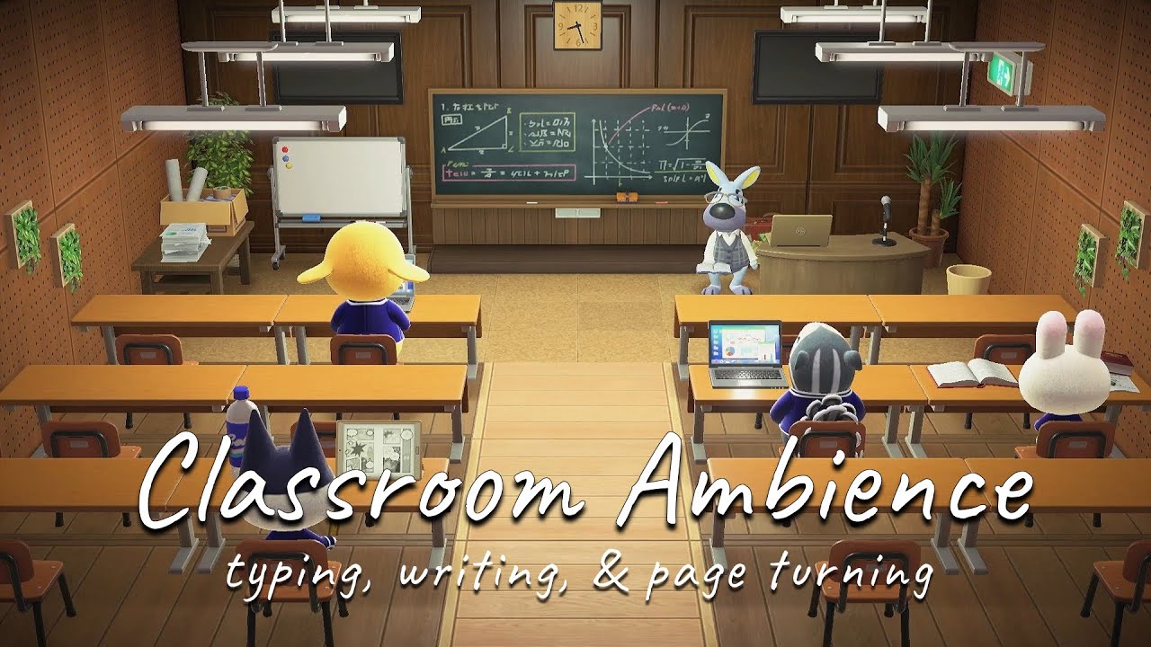 classroom ambience 🏫 acnh ambience | typing & writing sounds ✍🏻 no music | focus • work • study